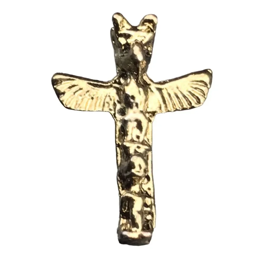 Totem Pole Pin Brooch Gold Tone Vintage Small